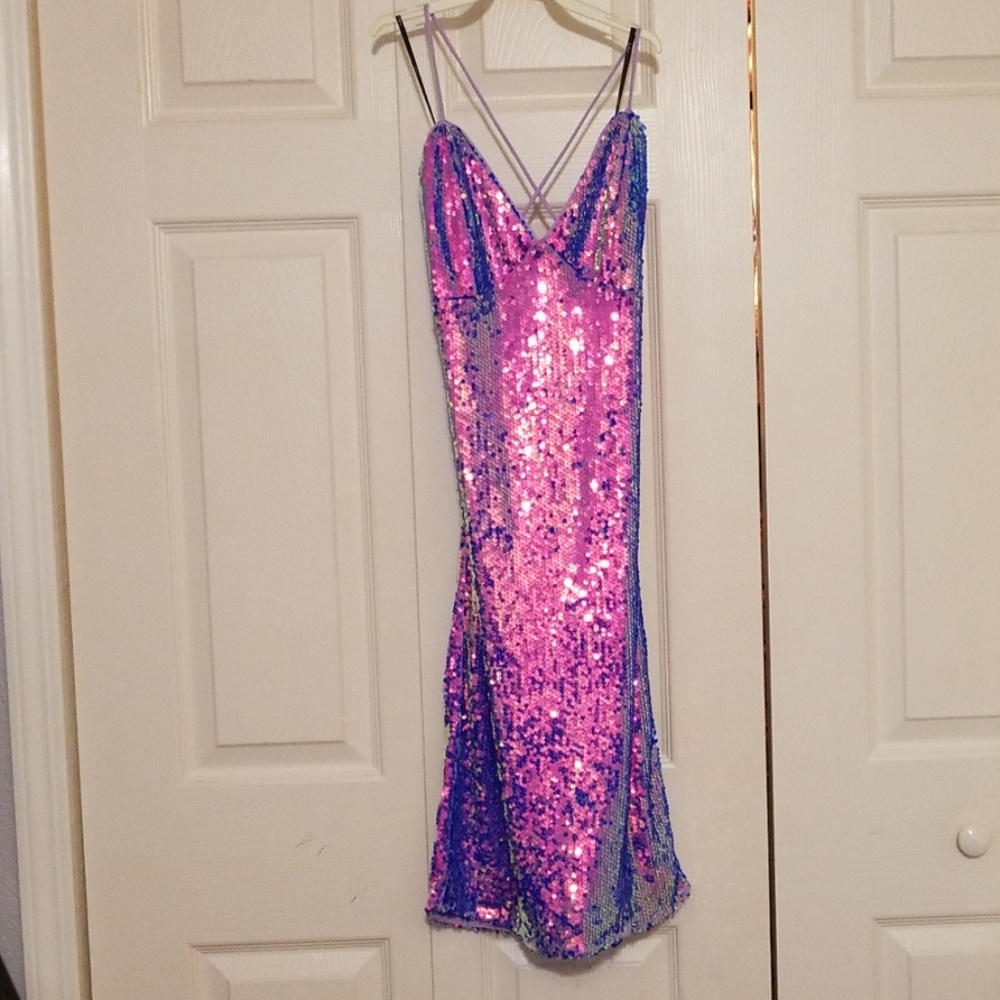 Purple Iridescent Sequin Dress